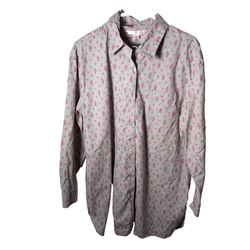 Victoria's Secret Shirt Women's Medium Sleep Button Up Collared Dress